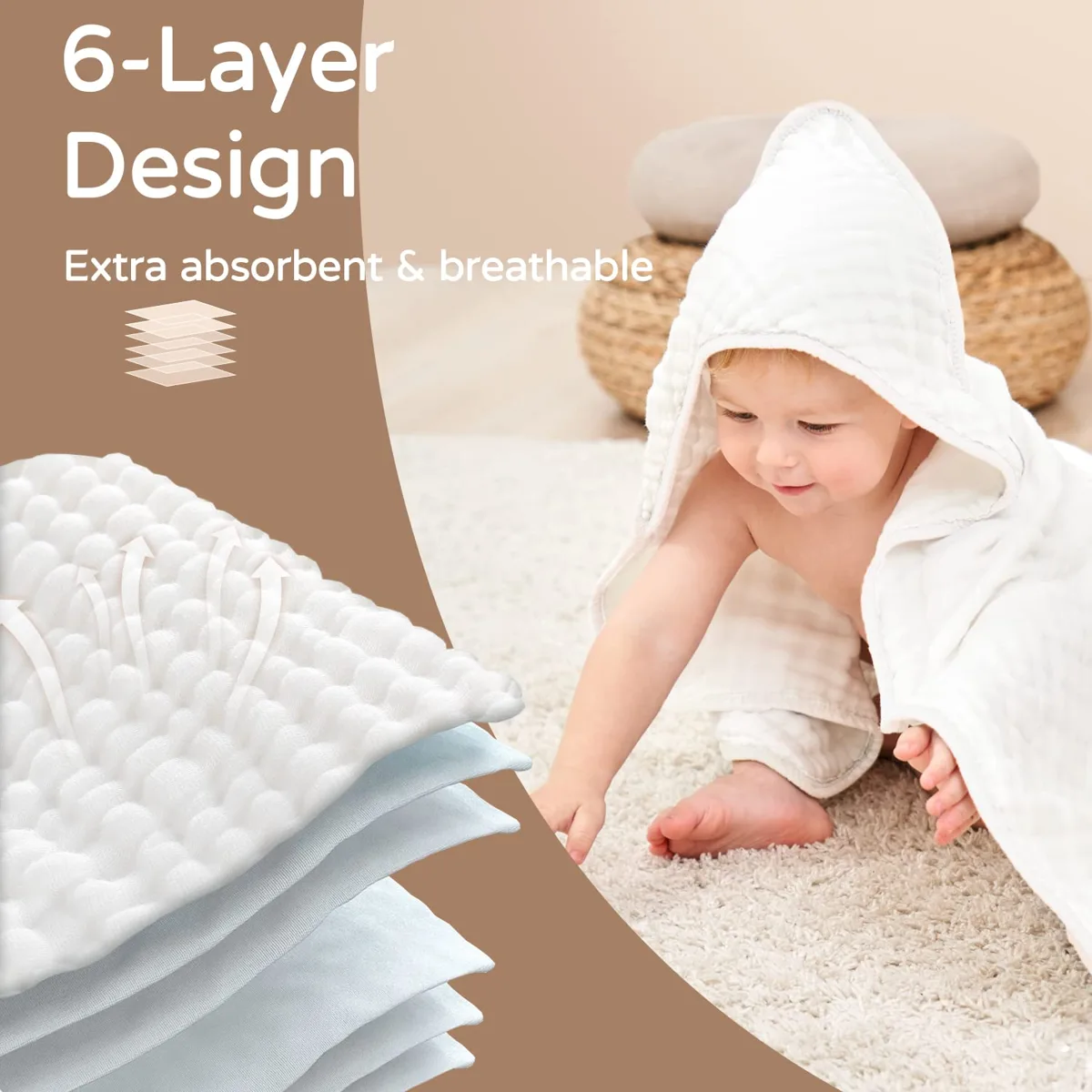 Hooded Muslin Baby Towel image 2